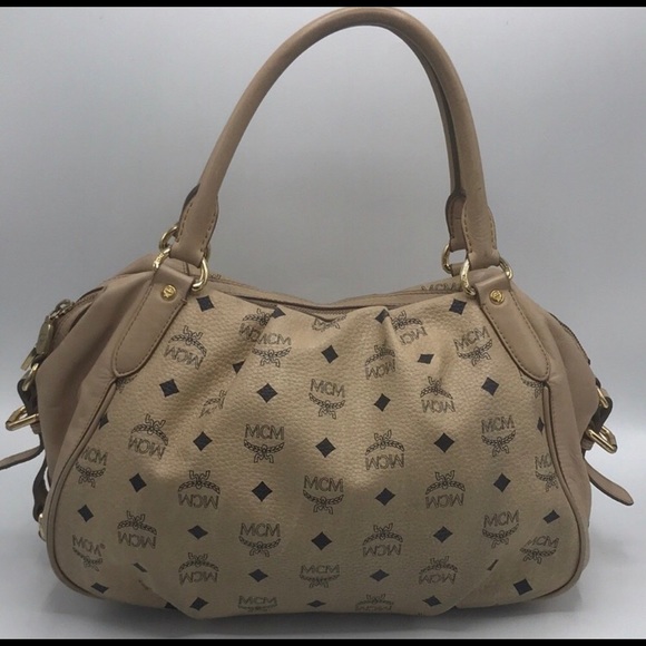 Authentic MCM Beige Leather Hobo Shoulder Bag - Picture 5 of 14